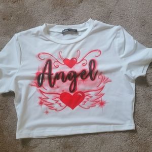 White and red angle shirt from shein.